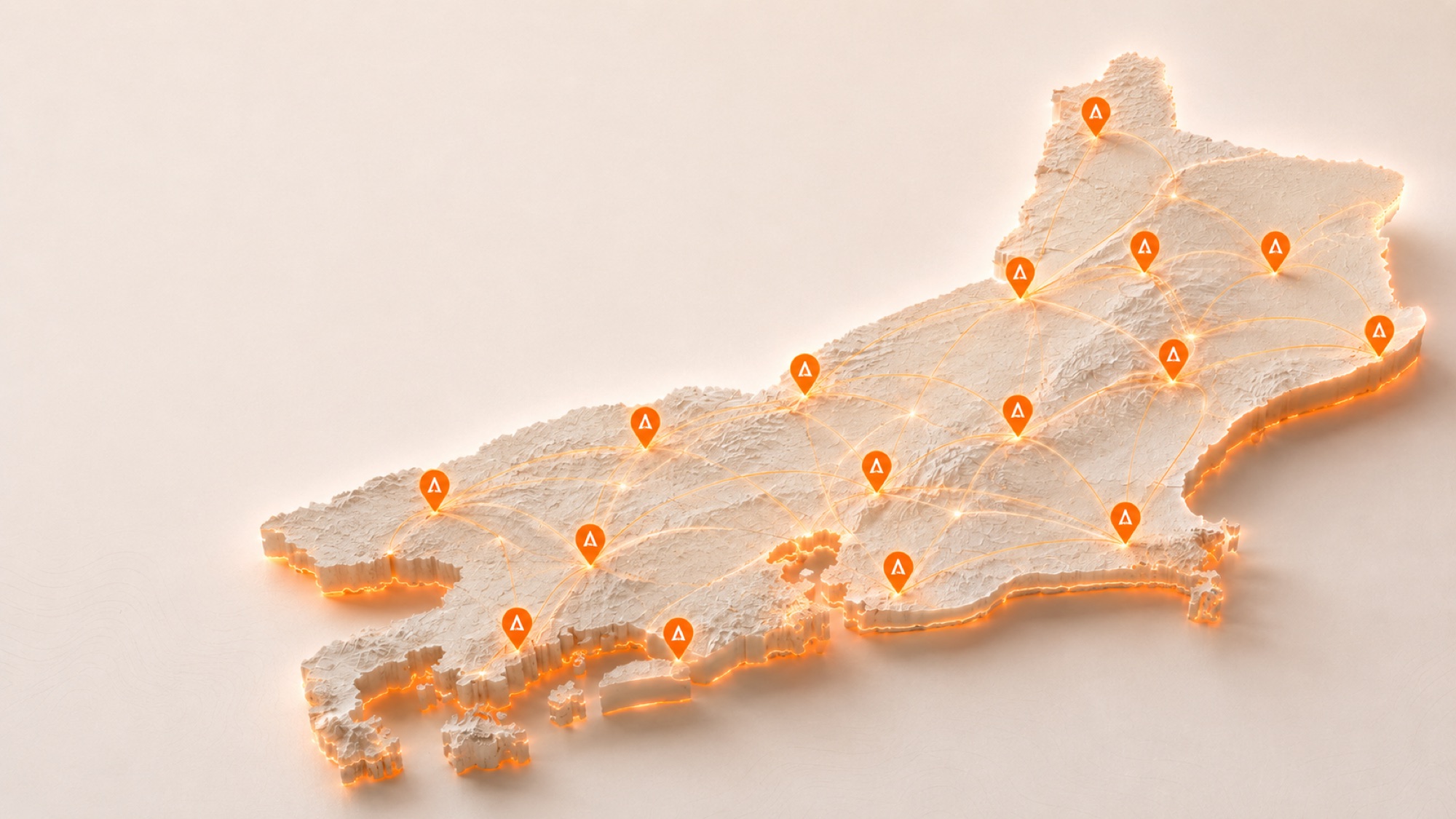 Relief map of the state of Rio de Janeiro with points of presence